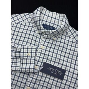 Vineyard Vines Men's Classic Fit Performance Button Up Size S Blue & White NWT